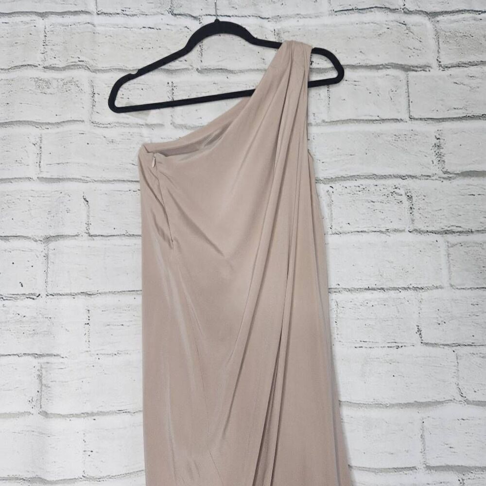 Ramy Brook Beige One Shoulder Mini Dress Bubble Hem 100% Silk Party - Picture 9 of 15